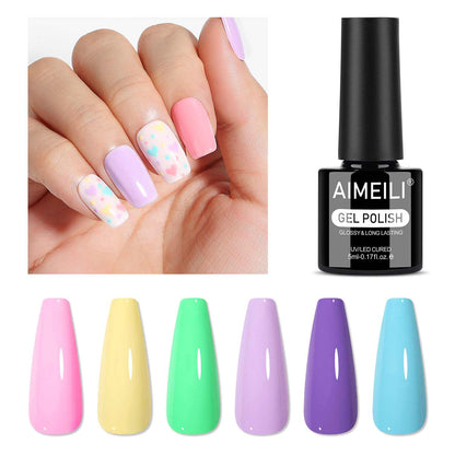 AIMEILI Pastel Bright Gel Nail Polish Set 6pcs – HEMA Free Vegan | SET6-96_5ML