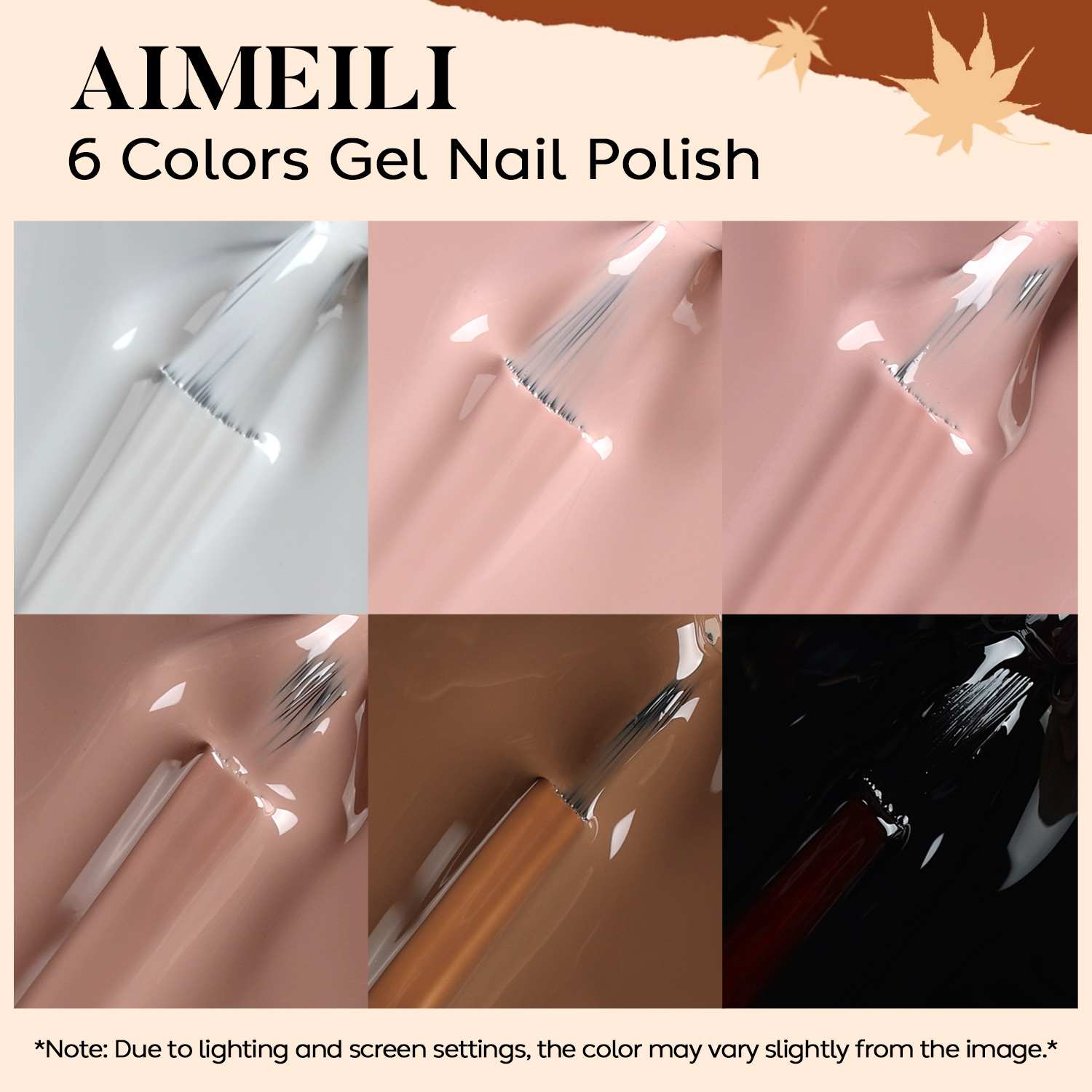 AIMEILI Brown Gel Polish Set 97 – 6 Colors, HEMA &amp; TPO Free