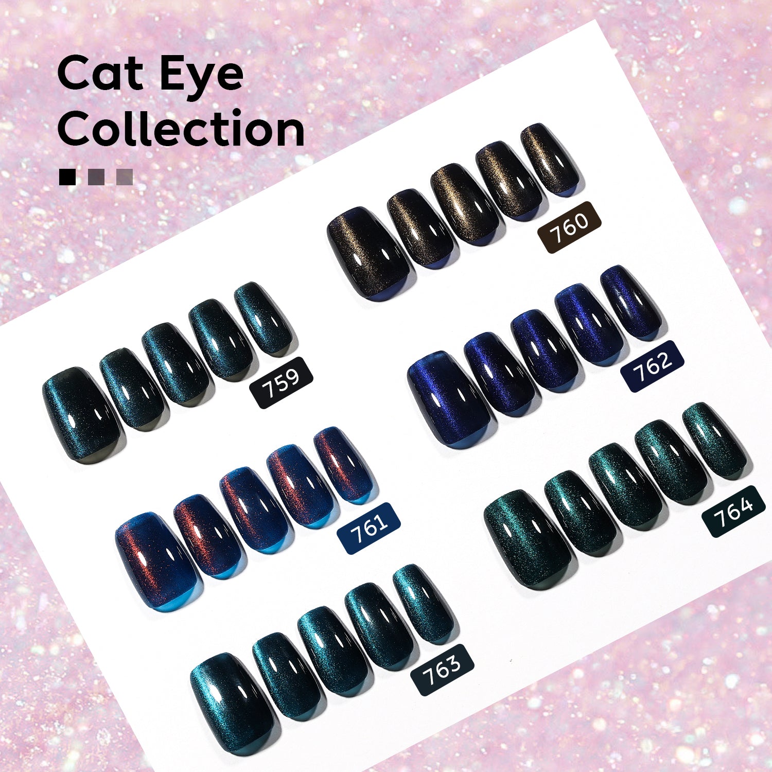 Blue Cat Eye Nail Kit | Set Of 6pcs X 10ml