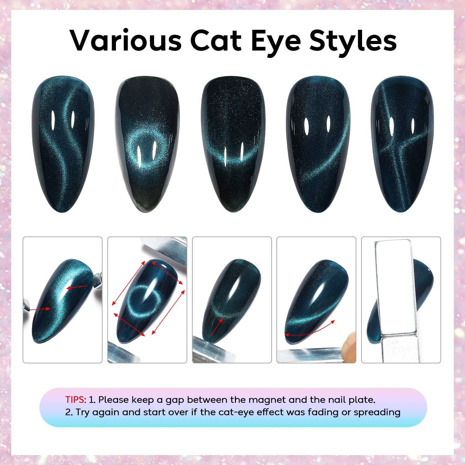 Blue Cat Eye Nail Kit | Set Of 6pcs X 10ml