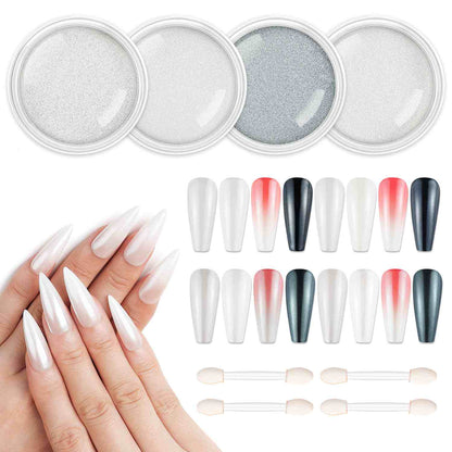4 Colors Pearl Chrome Nail Powder Set