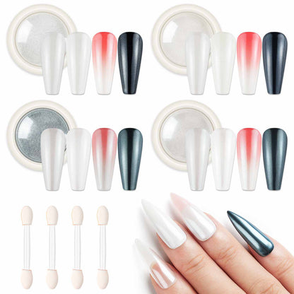 4 Colors Pearl Chrome Nail Powder Set