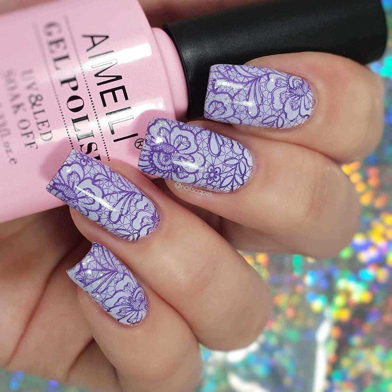 periwinkle nails with design