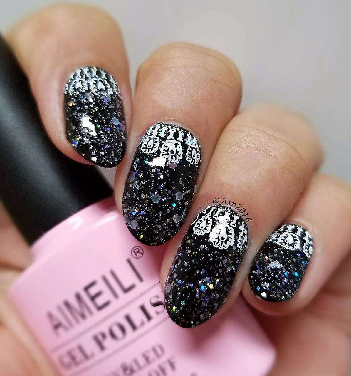 purple sparkle nail designs