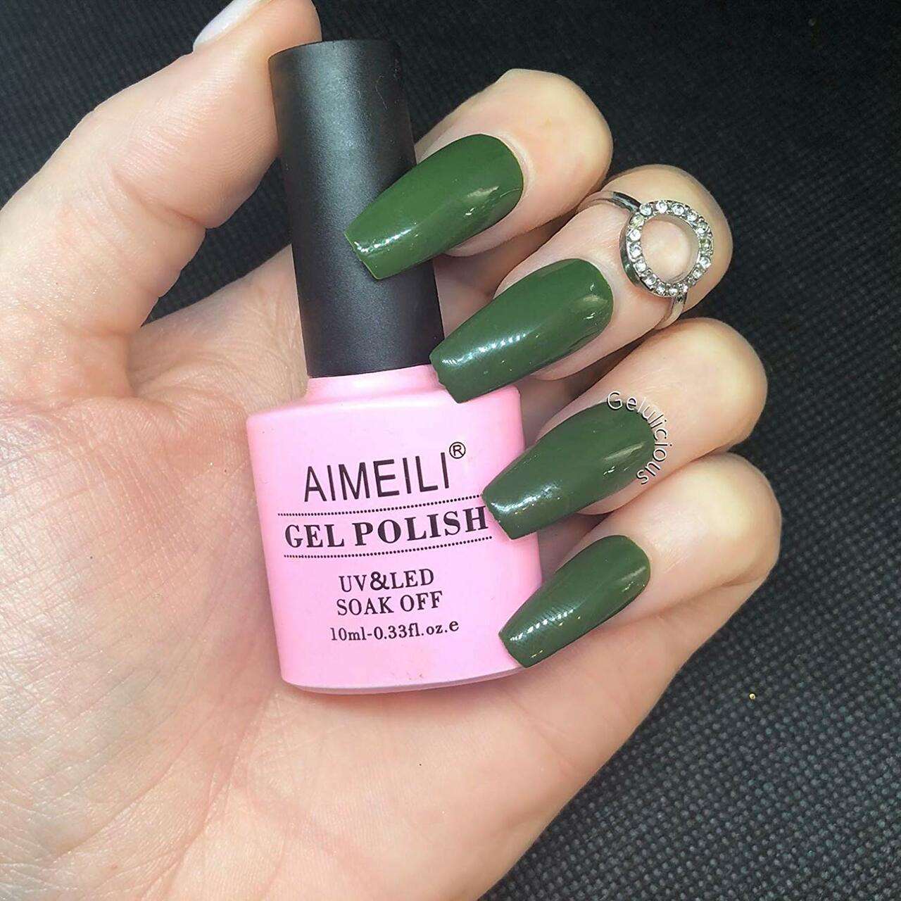olive green nails