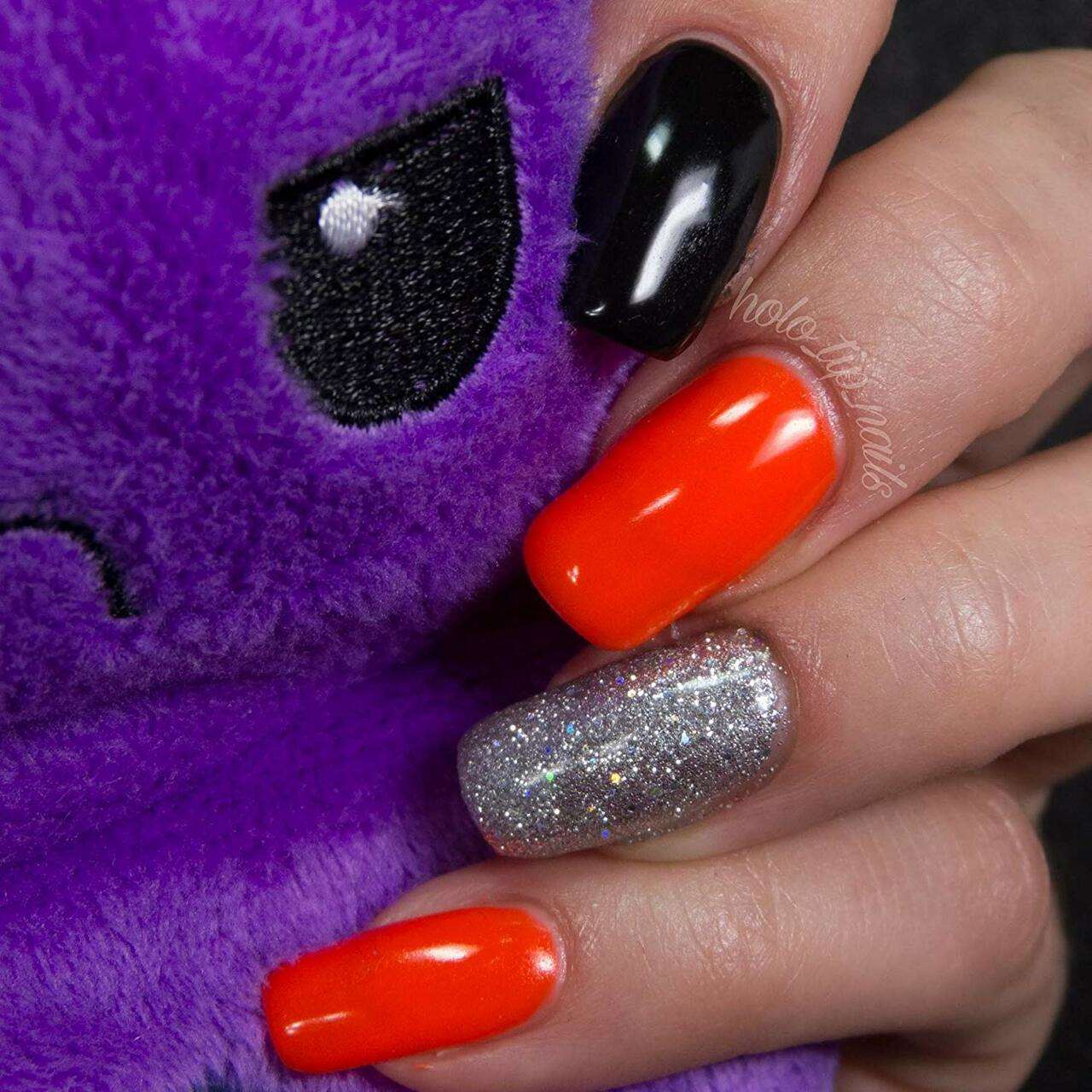 neon orange nail designs 