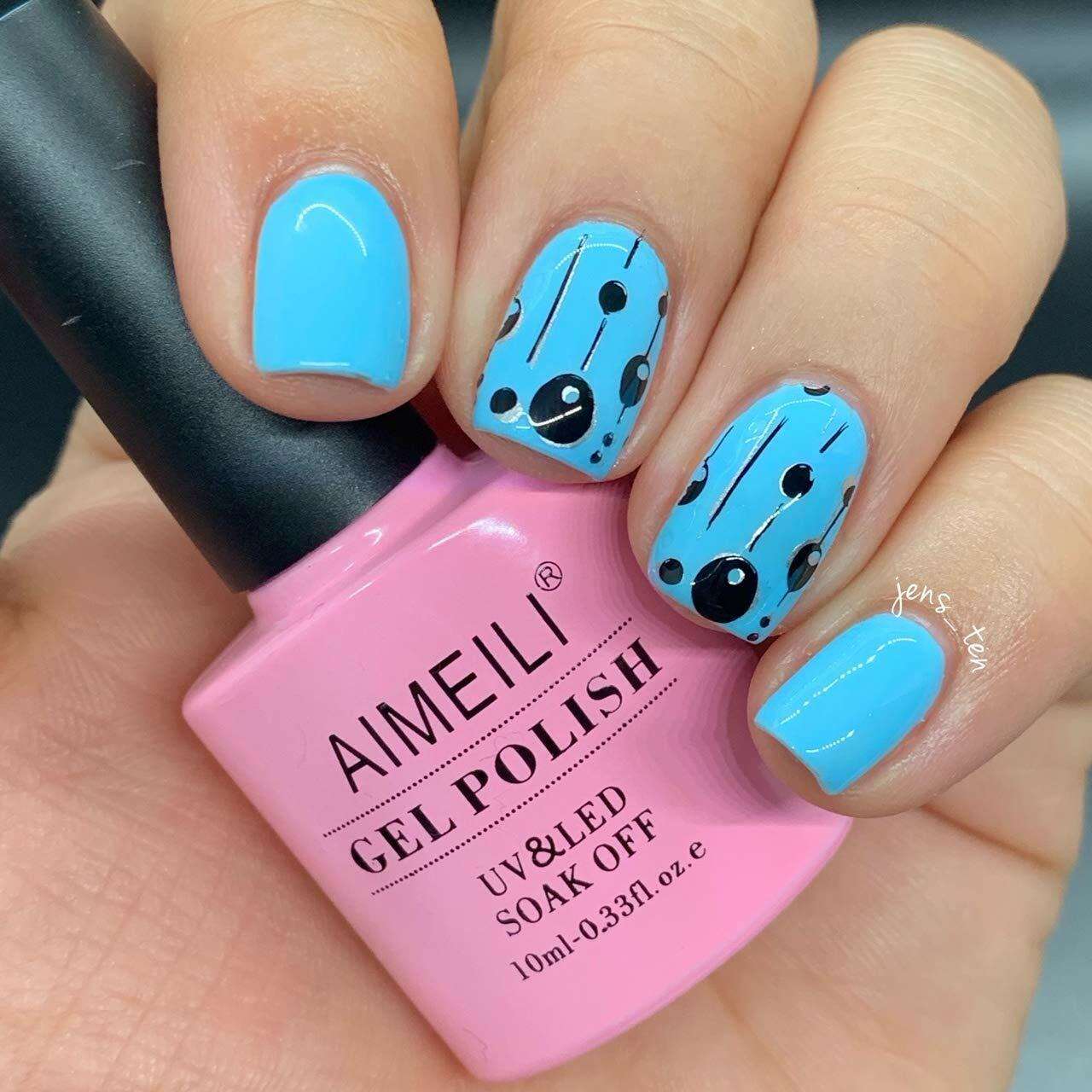 Trendy Light Blue Stamping Nails 2025