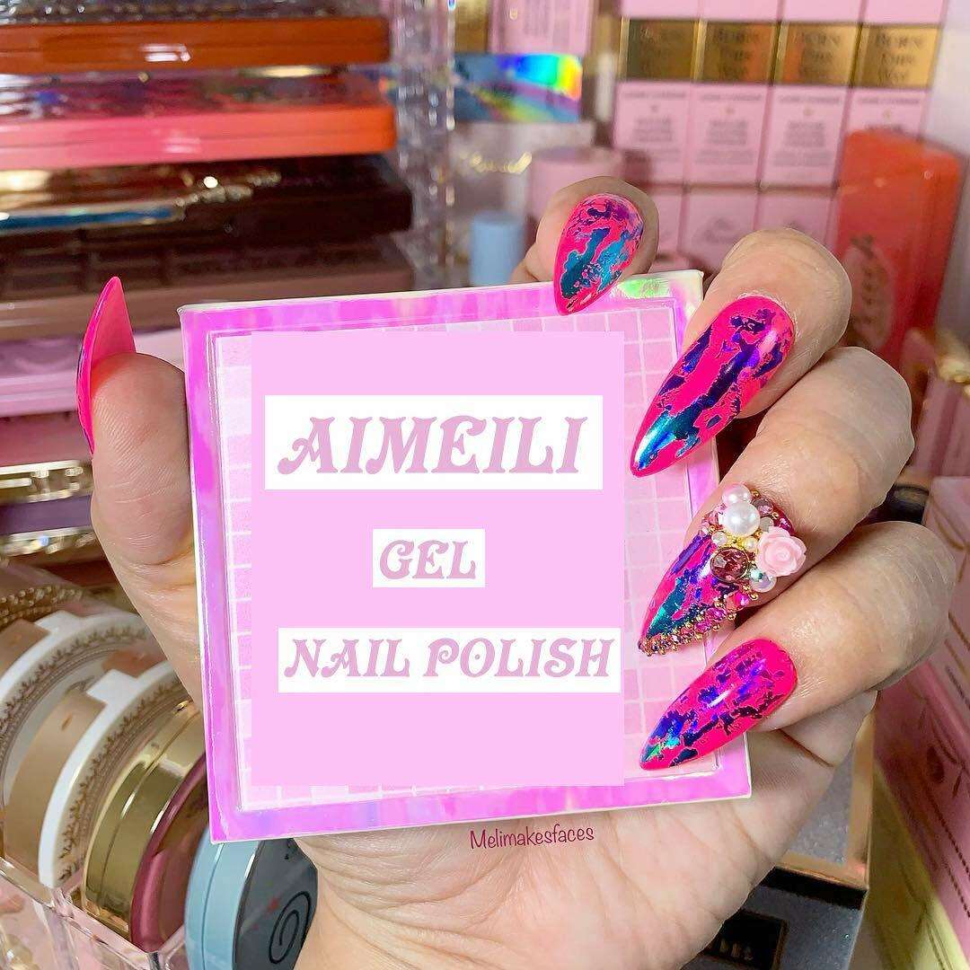 bright neon pink nail polish