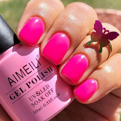 neon light pink nail polish