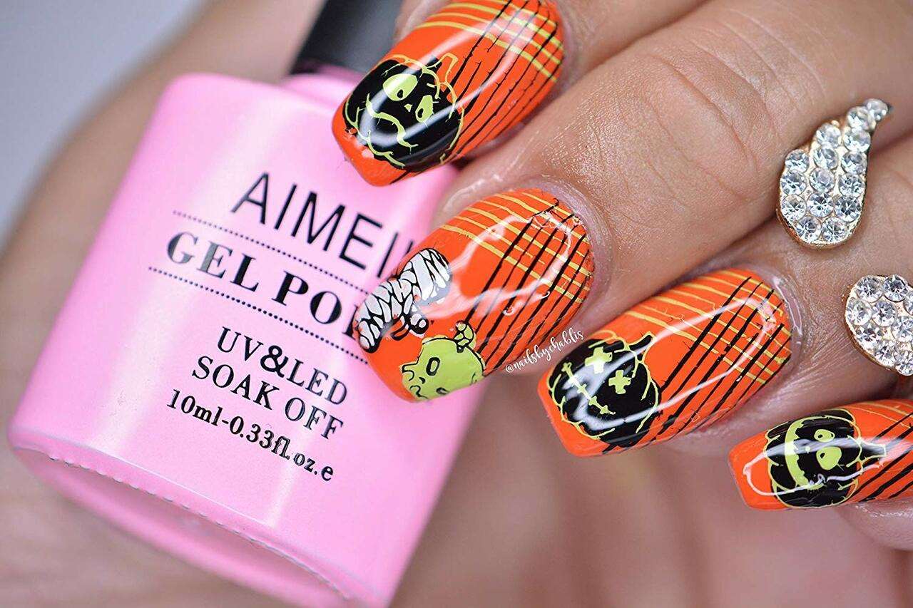 orange nail ideas 