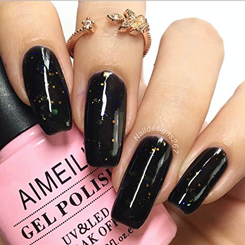 shiny black nails