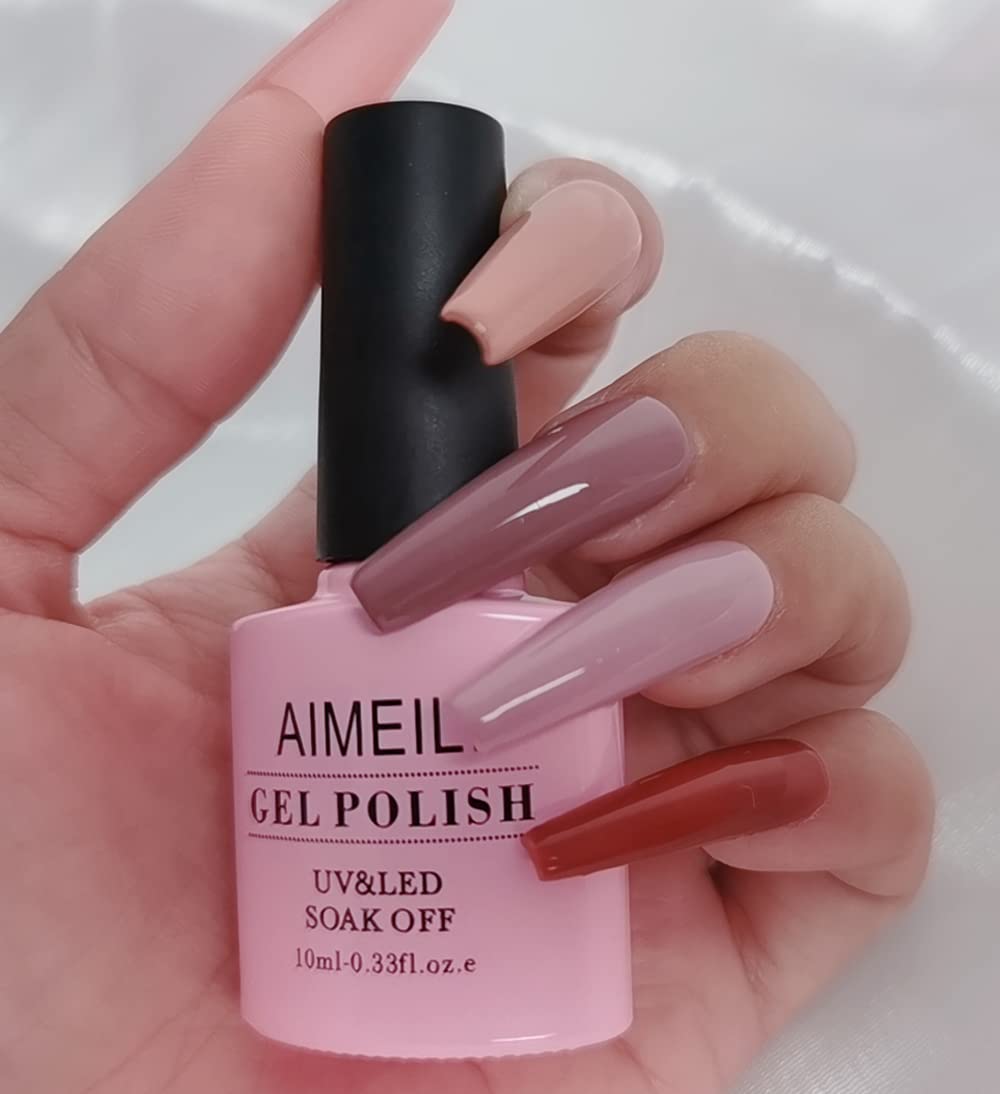 Aimeili Baby Pink Light Gel Polish Nude Set for Nail Designs SET4-17