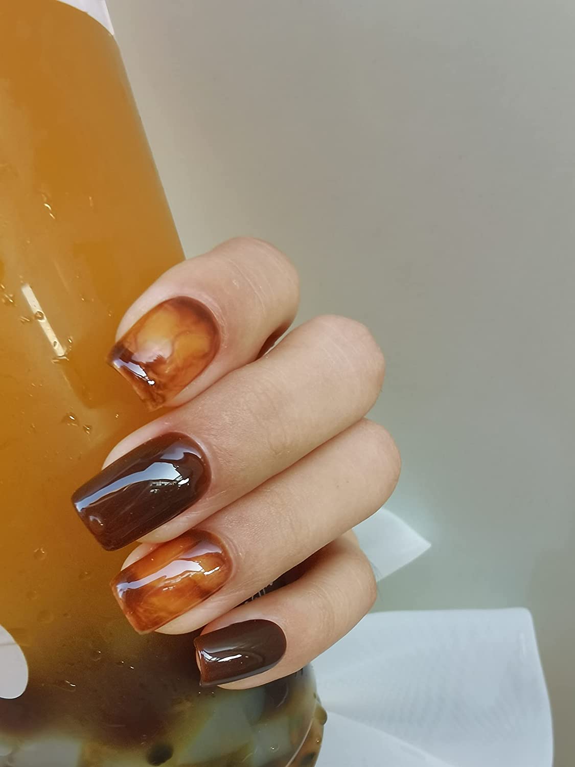 Caramel Chestnut Brown Gel Polish Set for Amber Pumpkin Nail