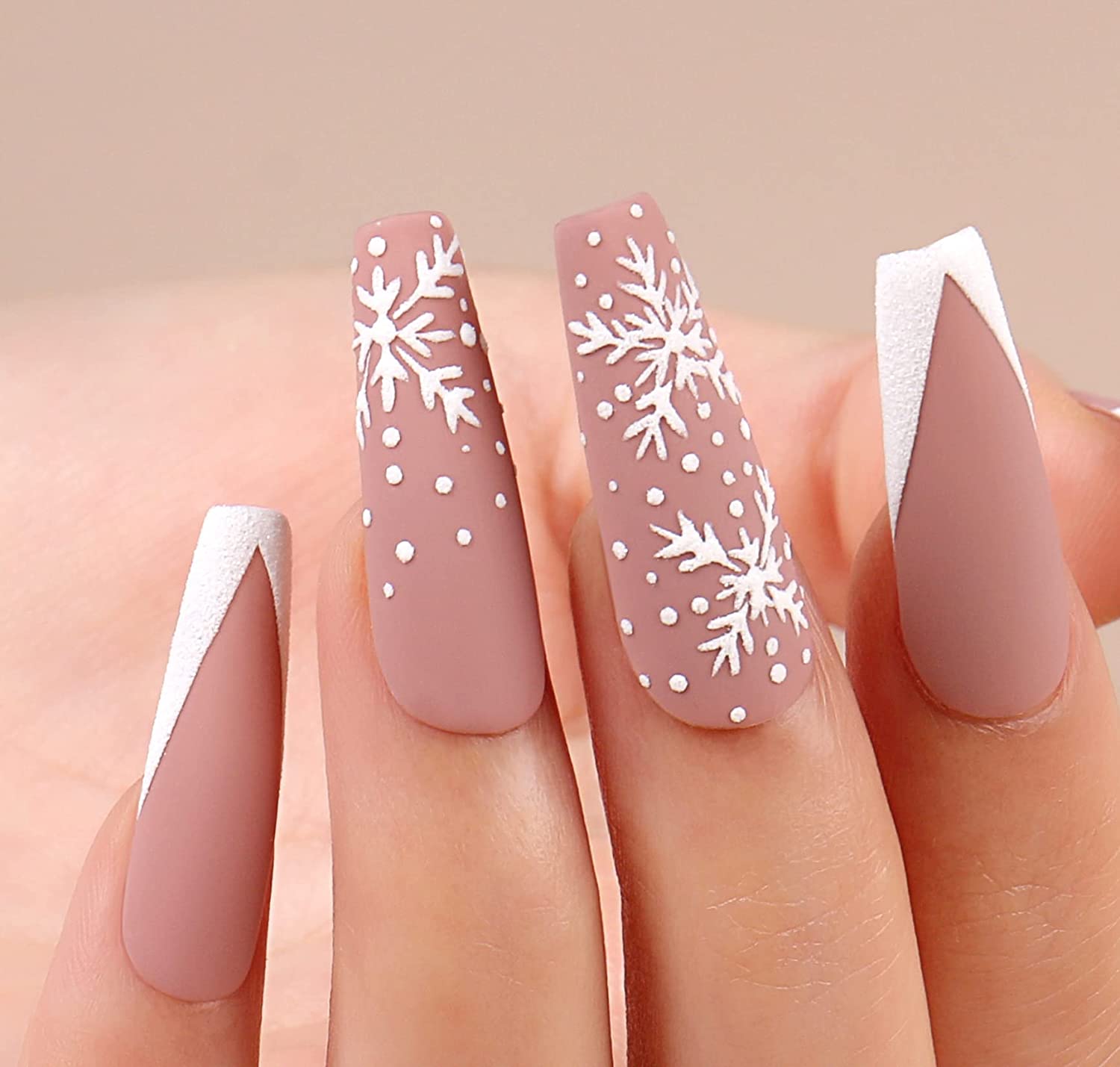 dark pink and white nails 