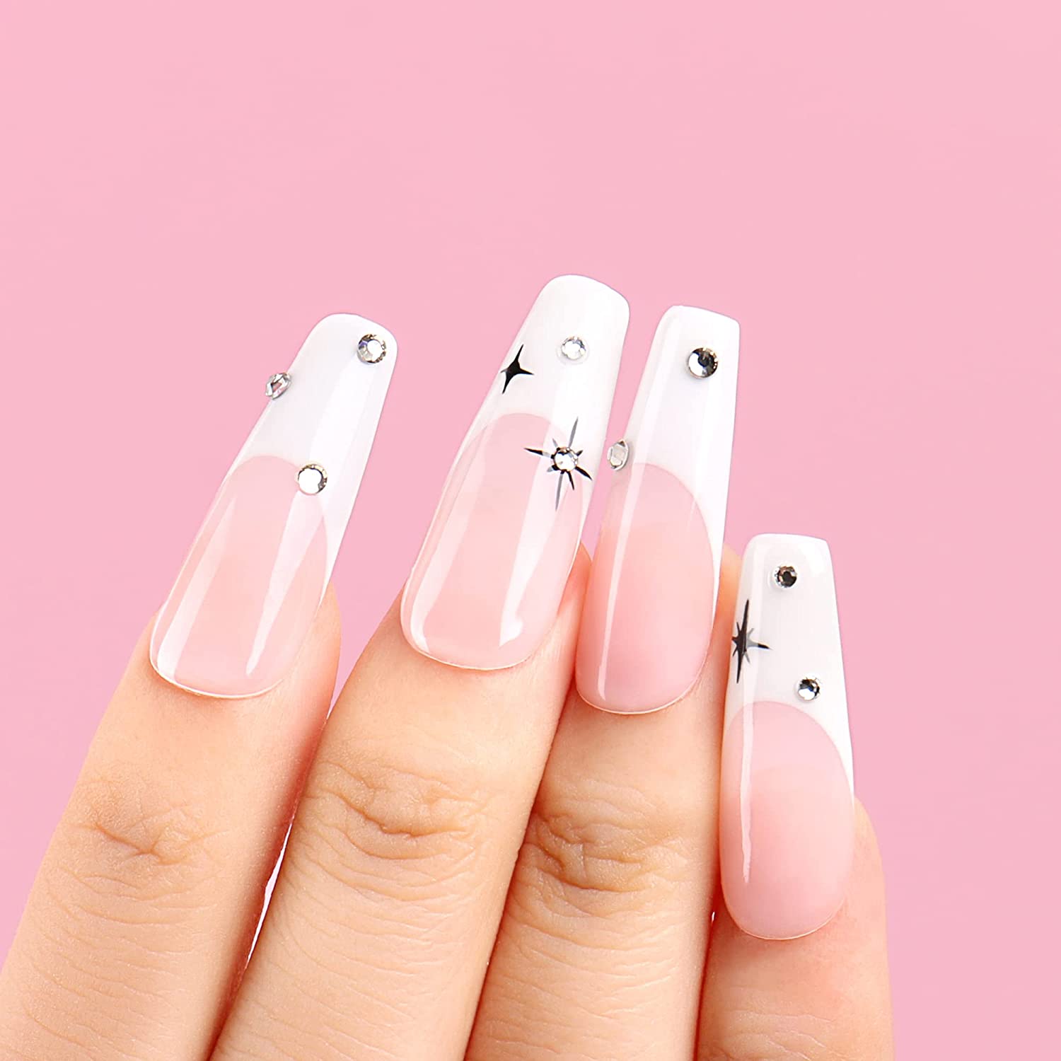 white tip acrylic nails 