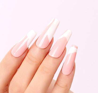 peach french tip nails