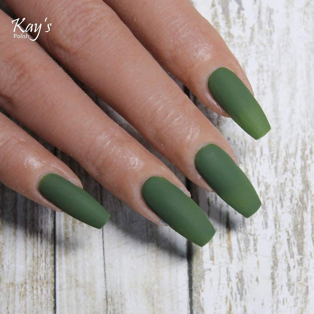 matte olive green nails 