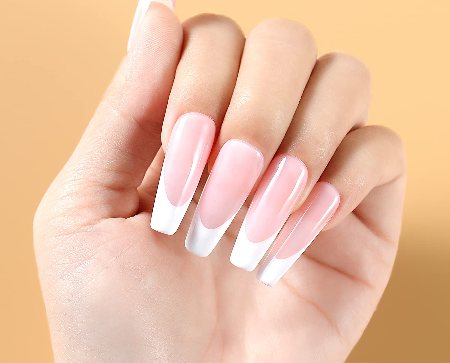 natural pink and white nails