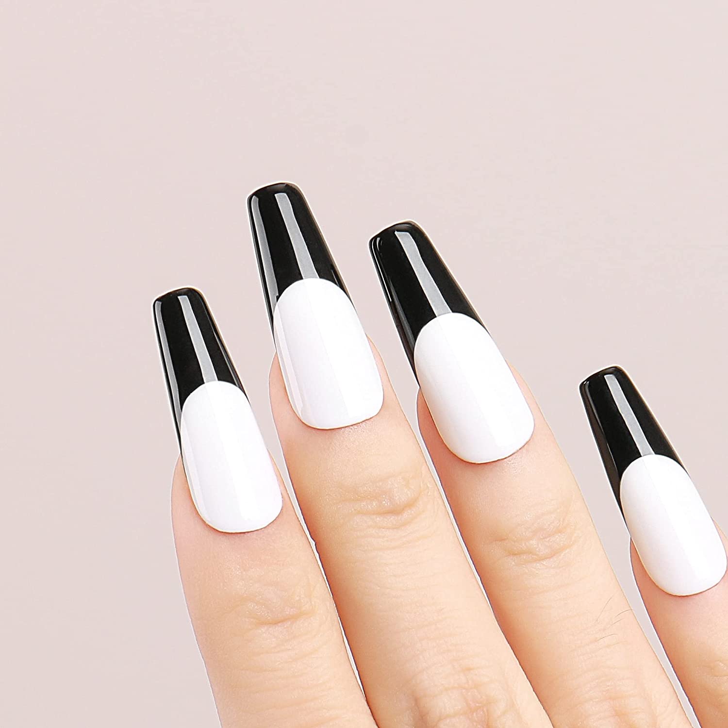 black nails with white tips