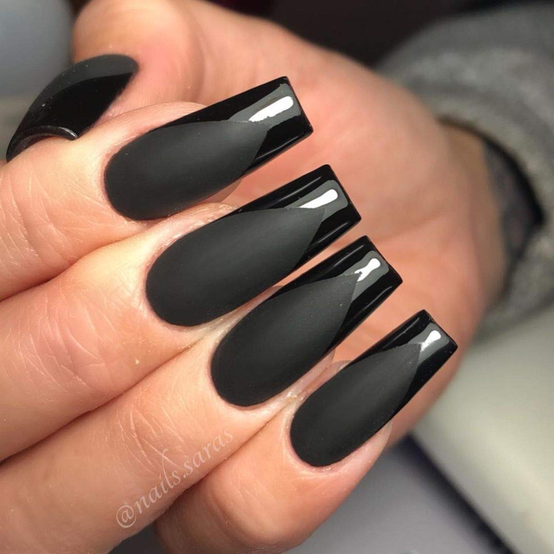 black and white coffin nail designs