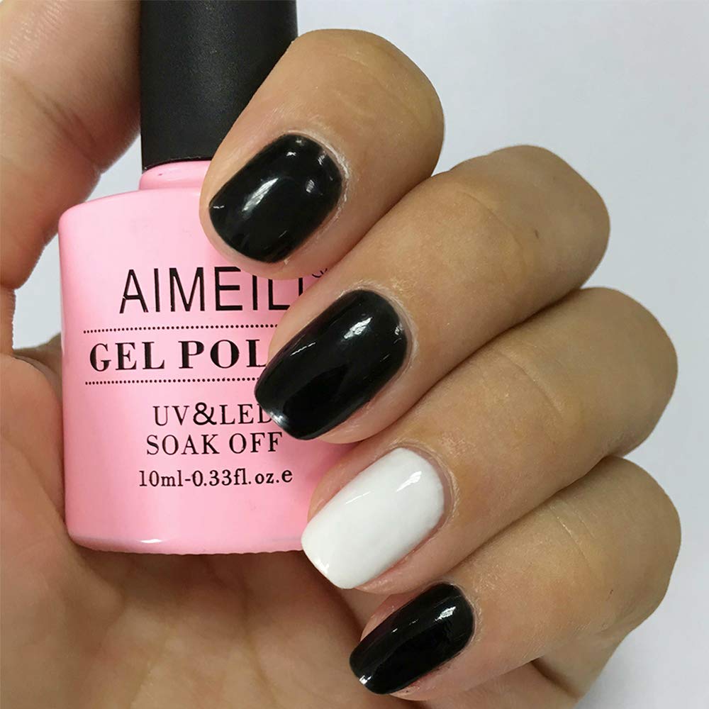 nail polish black and white