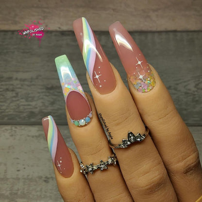 rainbow nail design art