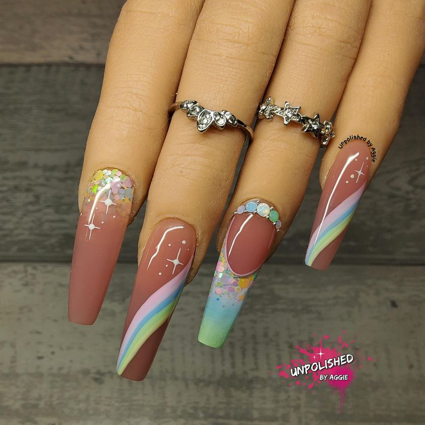 rainbow star nail designs