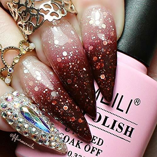 Heart Glitter for Nails Color Changing Gel Nail Polish Temperature Changing  Pink