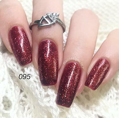 black nail polish with red glitter 