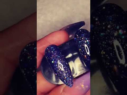 purple sparkle gel nails