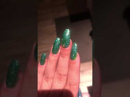 green glitter nail polish